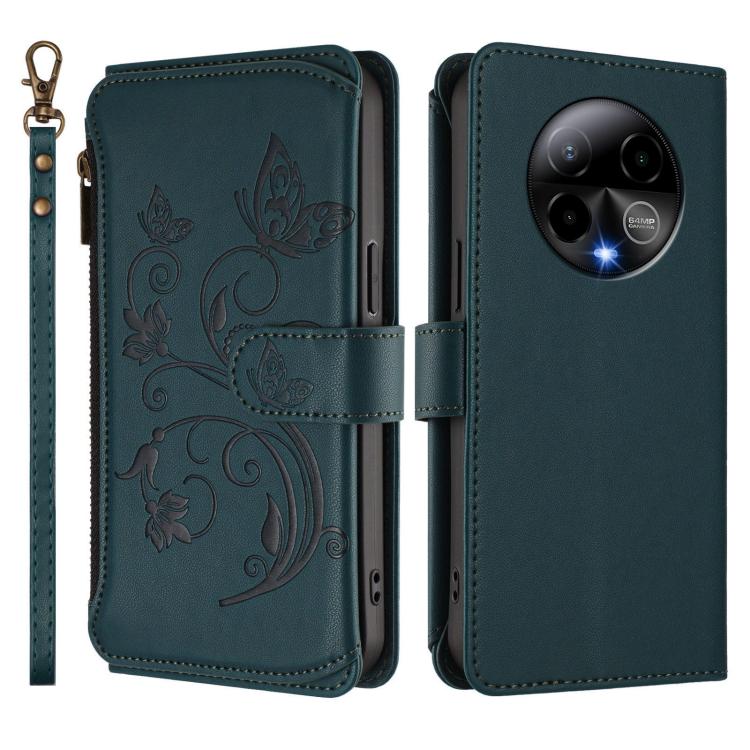 For BLU Bold K50 Butterfly Love Flower Multi-card Zipper Wallet Leather Phone Case