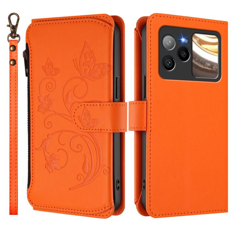 For BLU Bold N4 Butterfly Love Flower Multi-card Zipper Wallet Leather Phone Case