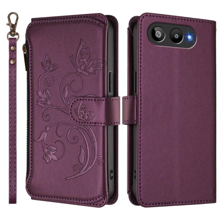 For BLU G95 Butterfly Love Flower Multi-card Zipper Wallet Leather Phone Case