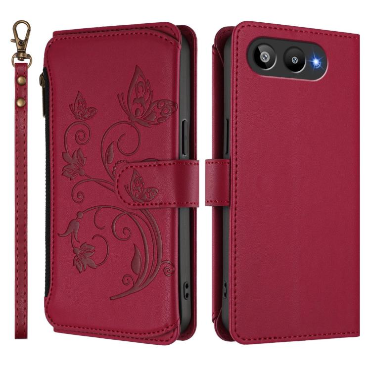 For BLU G95 Butterfly Love Flower Multi-card Zipper Wallet Leather Phone Case