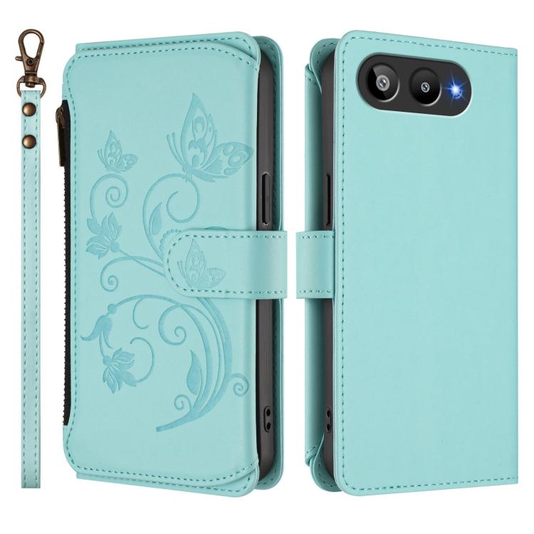 For BLU G95 Butterfly Love Flower Multi-card Zipper Wallet Leather Phone Case