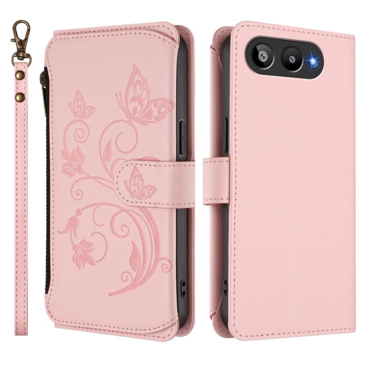 For BLU G95 Butterfly Love Flower Multi-card Zipper Wallet Leather Phone Case