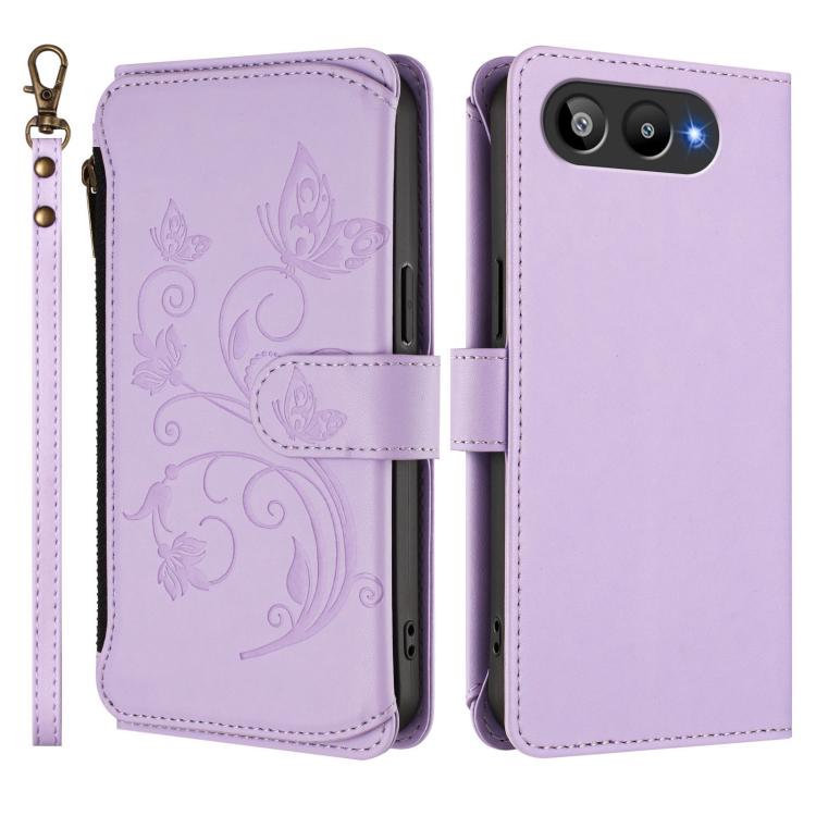 For BLU G95 Butterfly Love Flower Multi-card Zipper Wallet Leather Phone Case