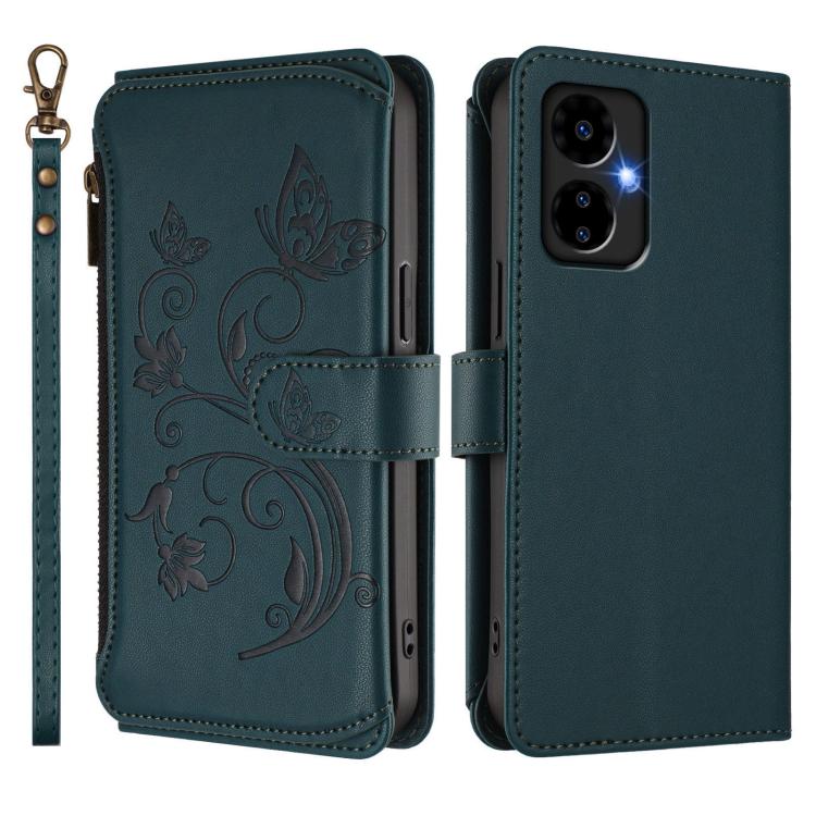 For Boost Mobile Celero 5G 2024 / 3 5G Butterfly Love Flower Multi-card Zipper Wallet Leather Phone Case