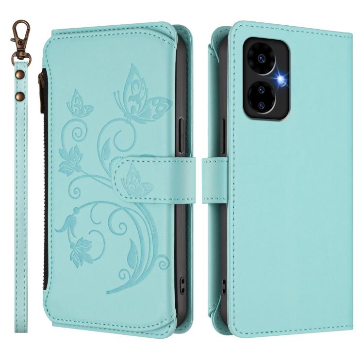 For Boost Mobile Celero 5G 2024 / 3 5G Butterfly Love Flower Multi-card Zipper Wallet Leather Phone Case
