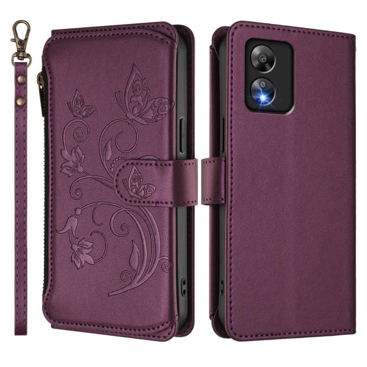 For Boost Mobile Celero 5G SC / SN339D Butterfly Love Flower Multi-card Zipper Wallet Leather Phone Case