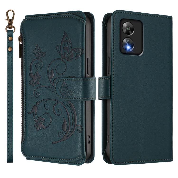 For Boost Mobile Celero 5G SC / SN339D Butterfly Love Flower Multi-card Zipper Wallet Leather Phone Case