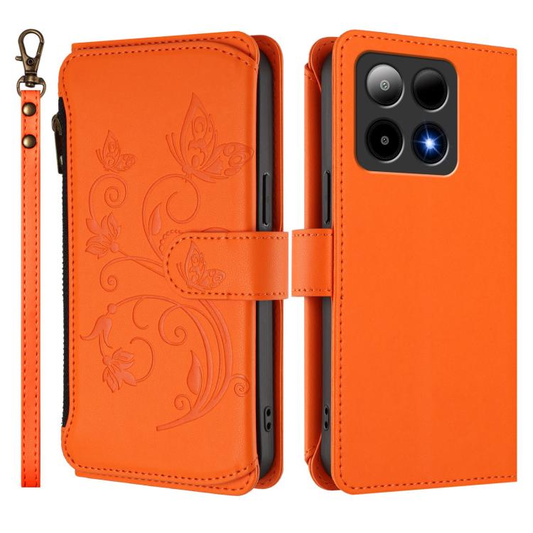 For Boost Mobile Summit 5G Butterfly Love Flower Multi-card Zipper Wallet Leather Phone Case