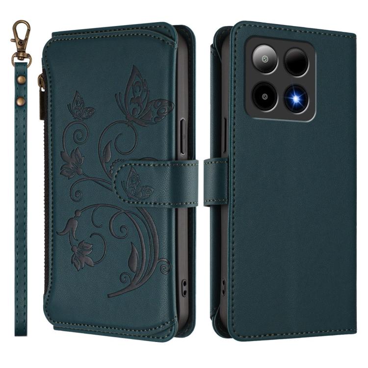 For Boost Mobile Summit 5G Butterfly Love Flower Multi-card Zipper Wallet Leather Phone Case