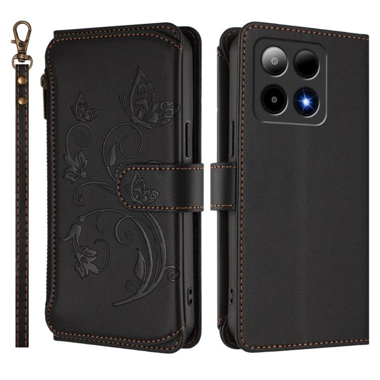 For Boost Mobile Summit 5G Butterfly Love Flower Multi-card Zipper Wallet Leather Phone Case