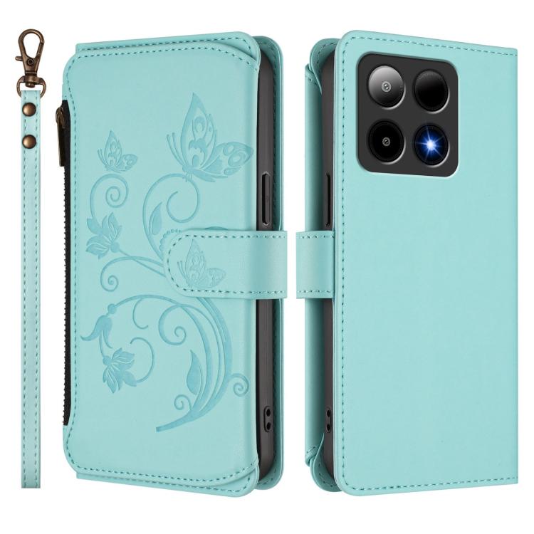 For Boost Mobile Summit 5G Butterfly Love Flower Multi-card Zipper Wallet Leather Phone Case