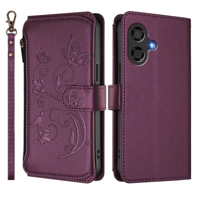 For Coolpad Cool 40i Butterfly Love Flower Multi-card Zipper Wallet Leather Phone Case
