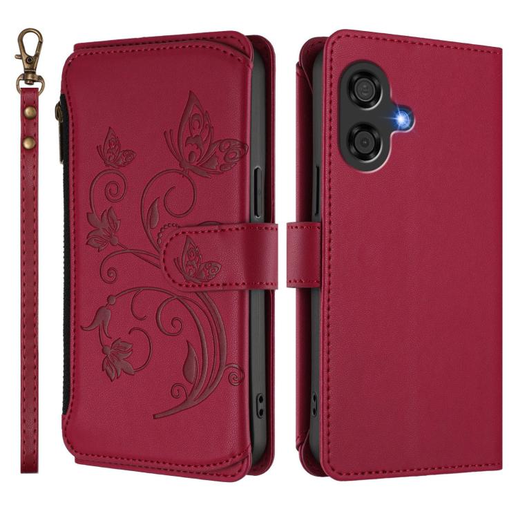 For Coolpad Cool 40i Butterfly Love Flower Multi-card Zipper Wallet Leather Phone Case
