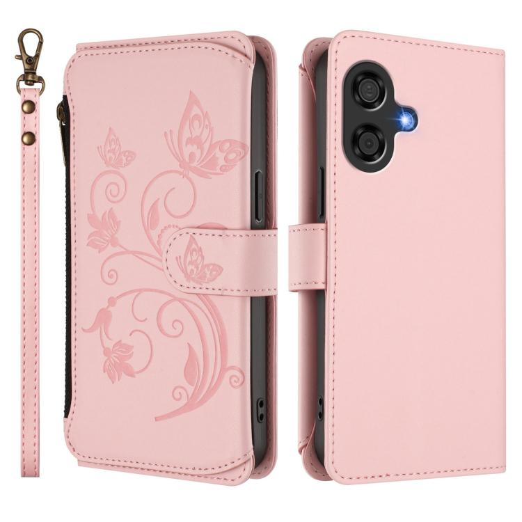 For Coolpad Cool 40i Butterfly Love Flower Multi-card Zipper Wallet Leather Phone Case
