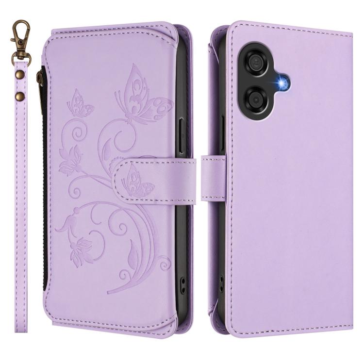 For Coolpad Cool 40i Butterfly Love Flower Multi-card Zipper Wallet Leather Phone Case