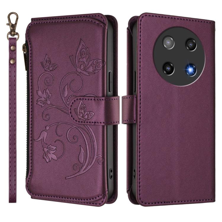 For Coolpad C16 Butterfly Love Flower Multi-card Zipper Wallet Leather Phone Case