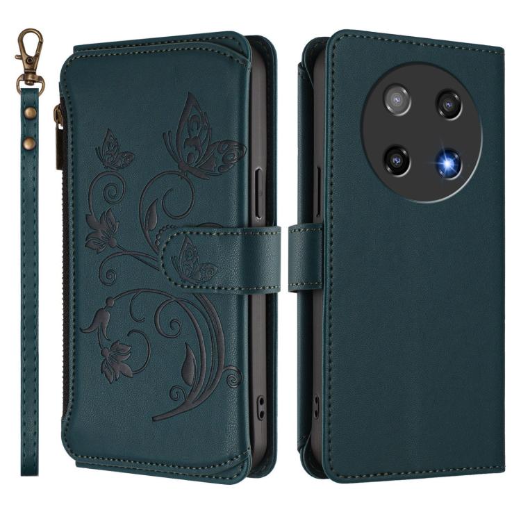 For Coolpad C16 Butterfly Love Flower Multi-card Zipper Wallet Leather Phone Case