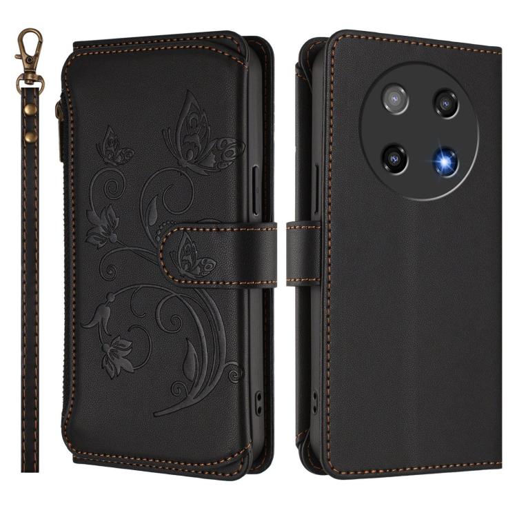 For Coolpad C16 Butterfly Love Flower Multi-card Zipper Wallet Leather Phone Case