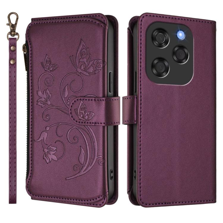 For Coolpad X100 Butterfly Love Flower Multi-card Zipper Wallet Leather Phone Case
