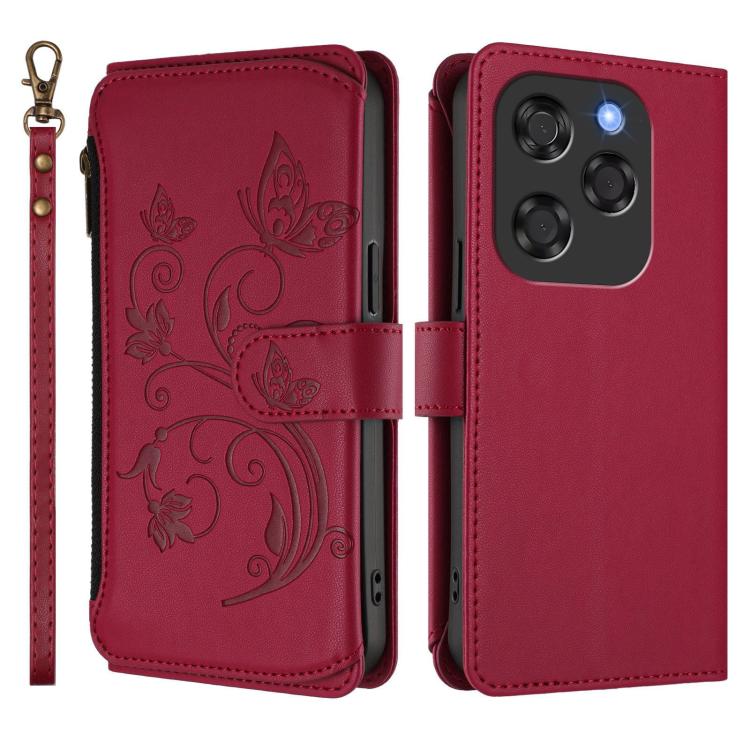 For Coolpad X100 Butterfly Love Flower Multi-card Zipper Wallet Leather Phone Case