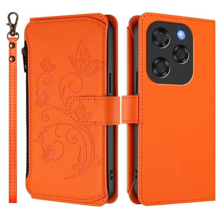 For Coolpad X100 Butterfly Love Flower Multi-card Zipper Wallet Leather Phone Case