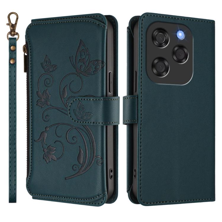For Coolpad X100 Butterfly Love Flower Multi-card Zipper Wallet Leather Phone Case