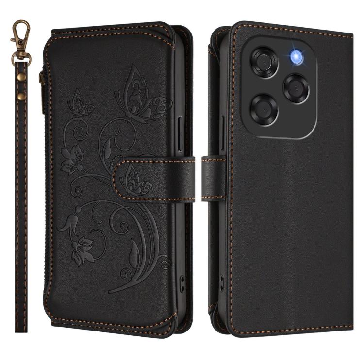 For Coolpad X100 Butterfly Love Flower Multi-card Zipper Wallet Leather Phone Case
