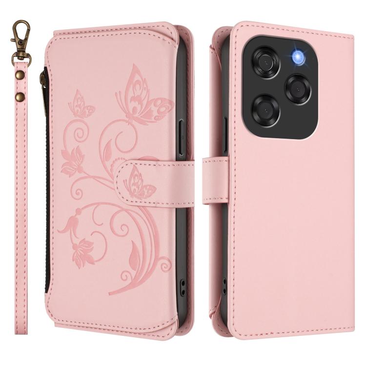 For Coolpad X100 Butterfly Love Flower Multi-card Zipper Wallet Leather Phone Case