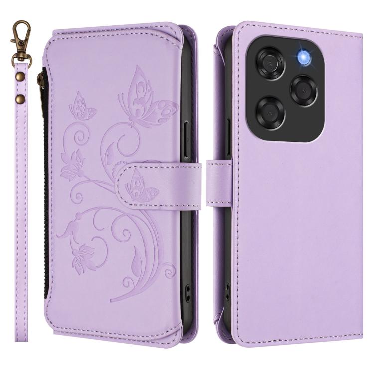 For Coolpad X100 Butterfly Love Flower Multi-card Zipper Wallet Leather Phone Case