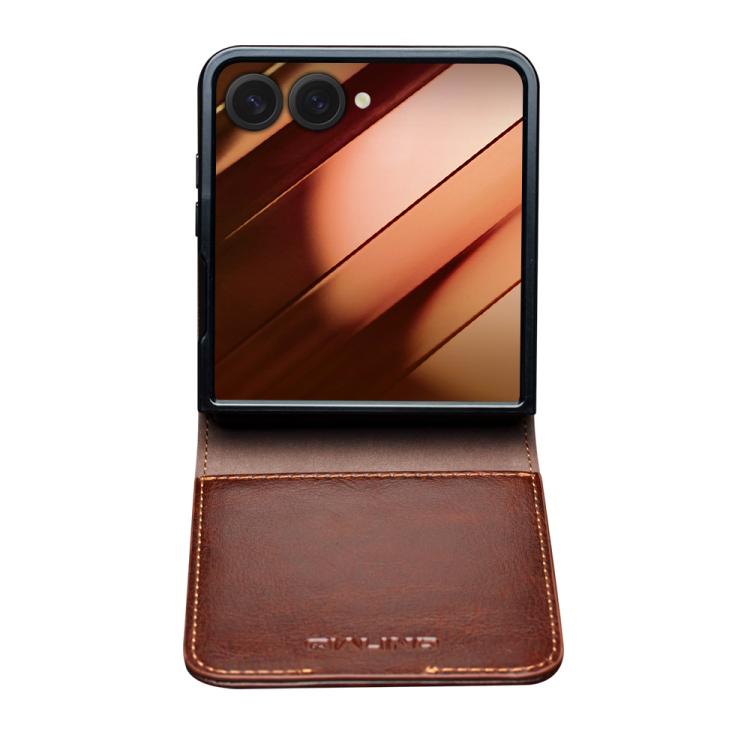 For Samsung Galaxy Z Flip7 5G QIALINO Classic 103 Buckle Genuine Leather Phone Case