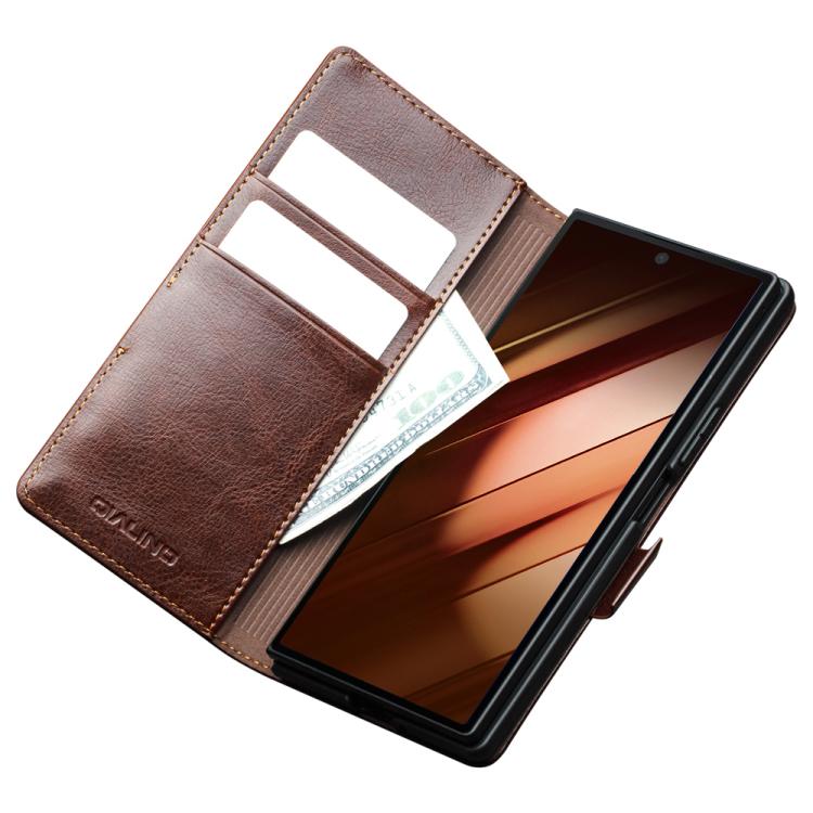 For Samsung Galaxy Z Fold7 5G QIALINO Classic 103 Buckle Genuine Leather Phone Case