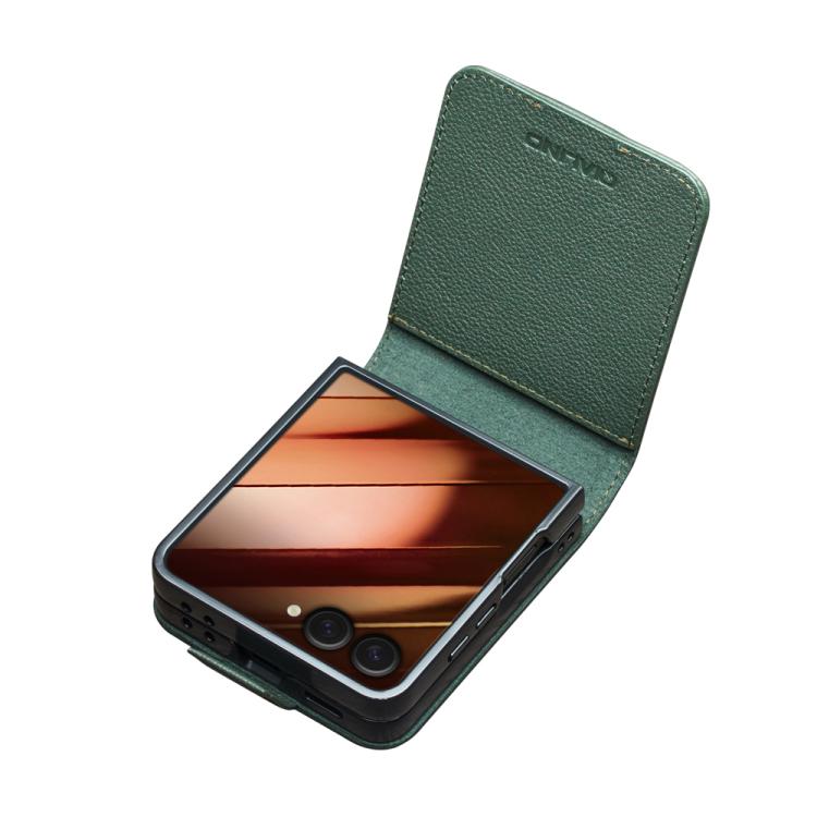 For Samsung Galaxy Z Flip7 5G QIALINO Classics 3rd Genuine Leather Phone Case