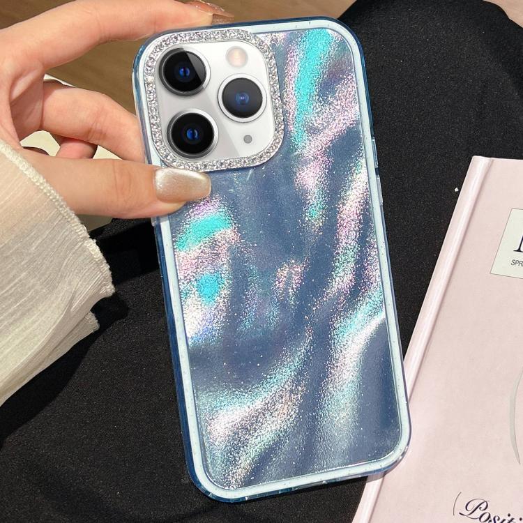 For iPhone 11 Pro Max 3 in 1 Diamond Lens Frame Quicksand Pattern Phone Case