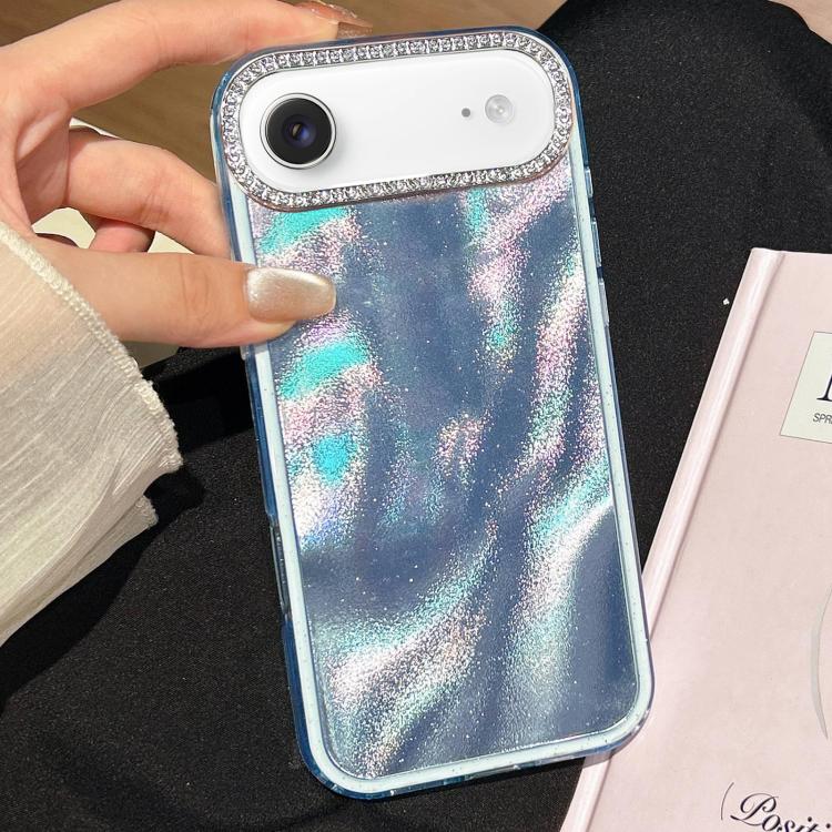 For iPhone Air 3 in 1 Diamond Lens Frame Quicksand Pattern Phone Case