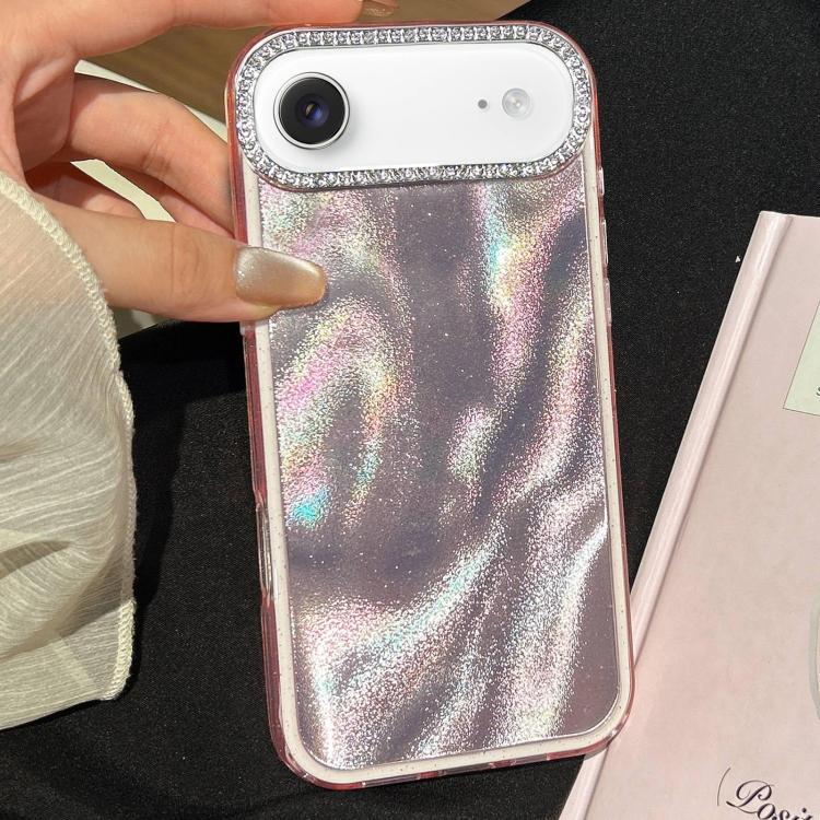 For iPhone Air 3 in 1 Diamond Lens Frame Quicksand Pattern Phone Case