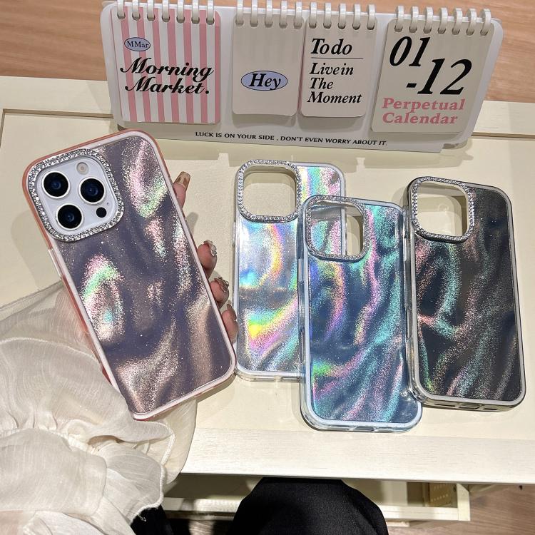 For iPhone 17 Pro Max 3 in 1 Diamond Lens Frame Quicksand Pattern Phone Case