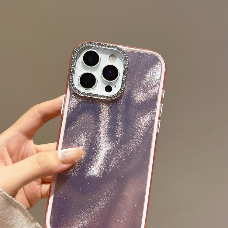 For iPhone 17 3 in 1 Diamond Lens Frame Quicksand Pattern Phone Case