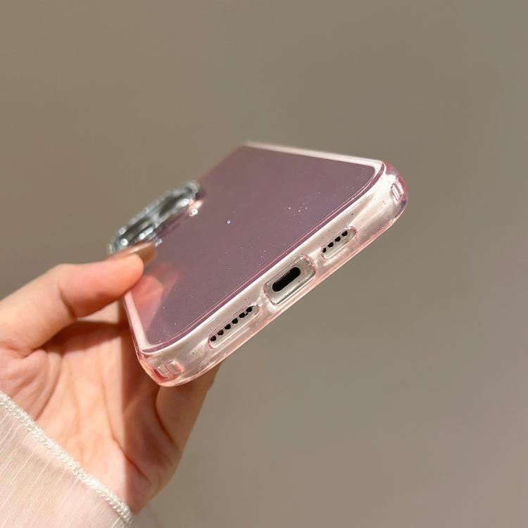 For iPhone 17 Pro Max 3 in 1 Diamond Lens Frame Quicksand Pattern Phone Case