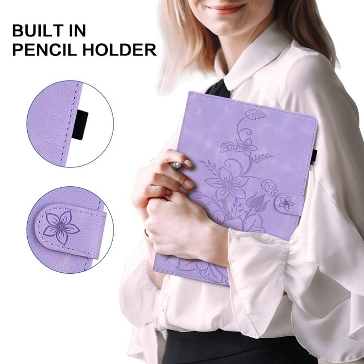 For Infinix Xpad GT Lily Embossed Leather Tablet Case