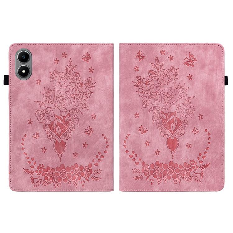 For Infinix Xpad 20 Butterfly Rose Embossed Leather Tablet Case
