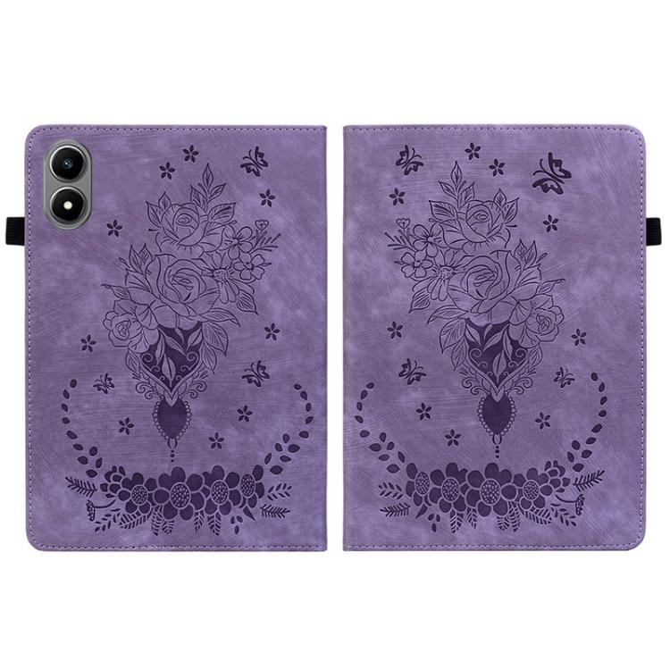 For Infinix Xpad 20 Butterfly Rose Embossed Leather Tablet Case