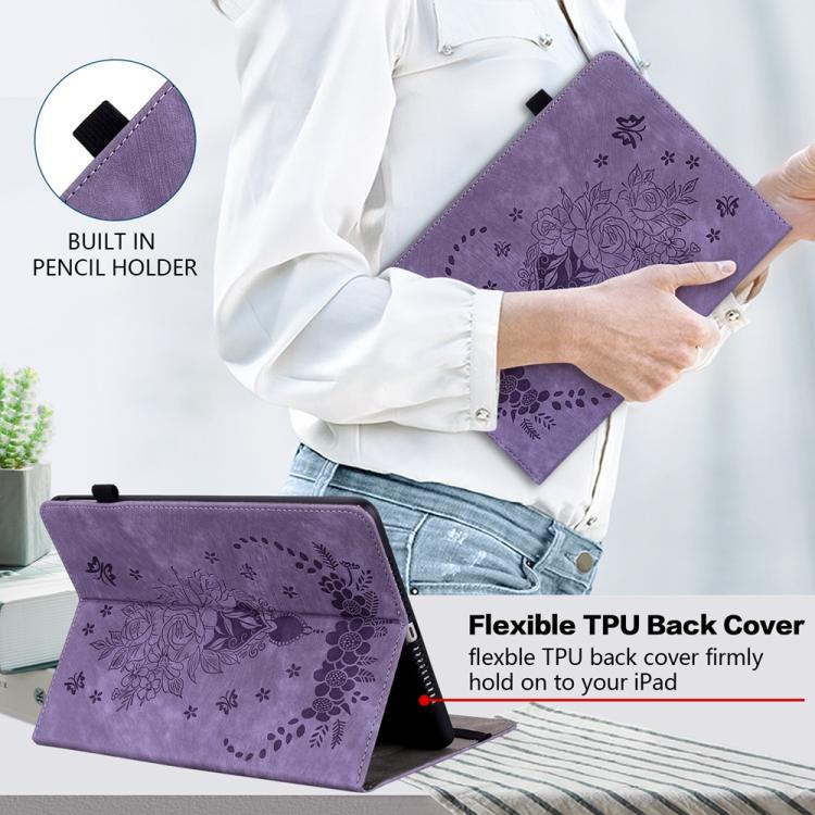 For Infinix Xpad 20 Butterfly Rose Embossed Leather Tablet Case
