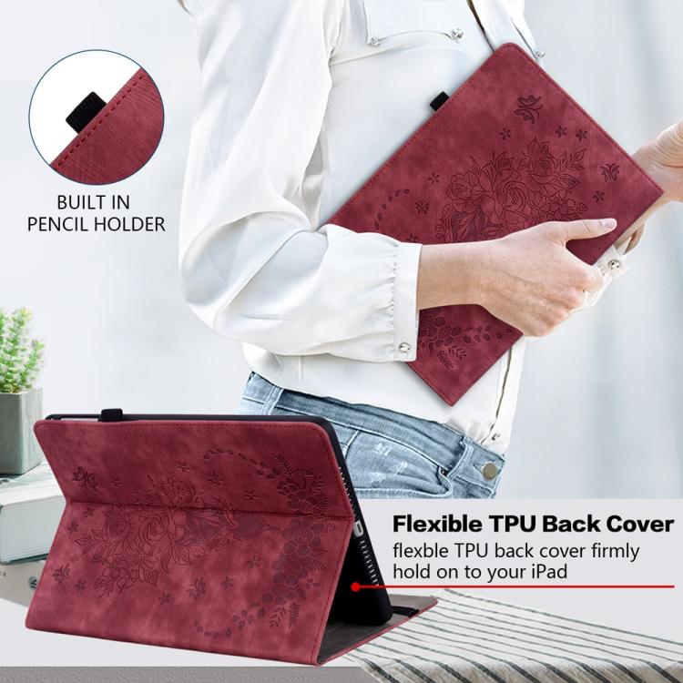 For Infinix Xpad 20 Butterfly Rose Embossed Leather Tablet Case