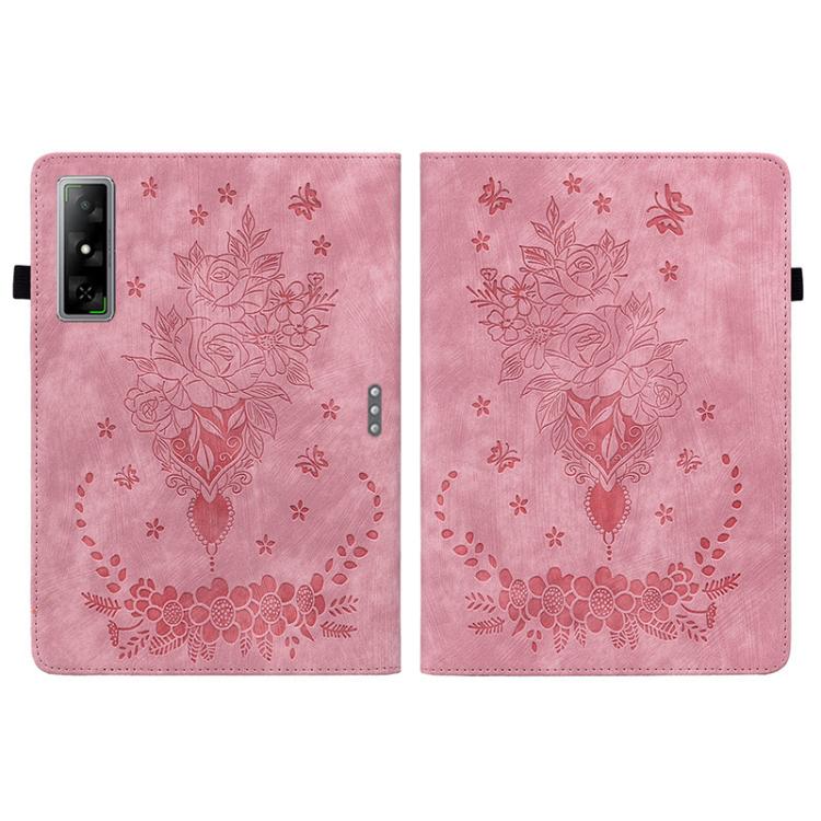 For Infinix Xpad GT Butterfly Rose Embossed Leather Tablet Case