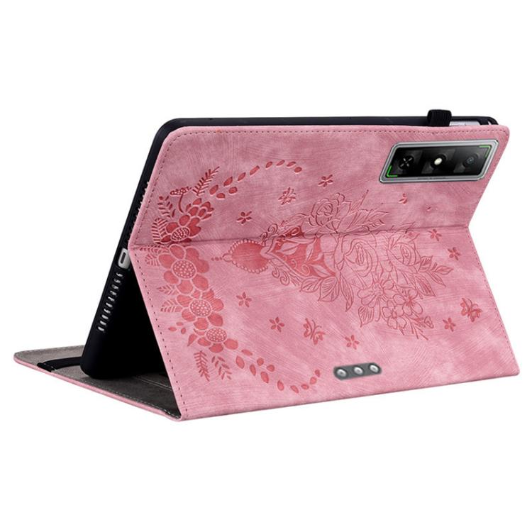 For Infinix Xpad GT Butterfly Rose Embossed Leather Tablet Case
