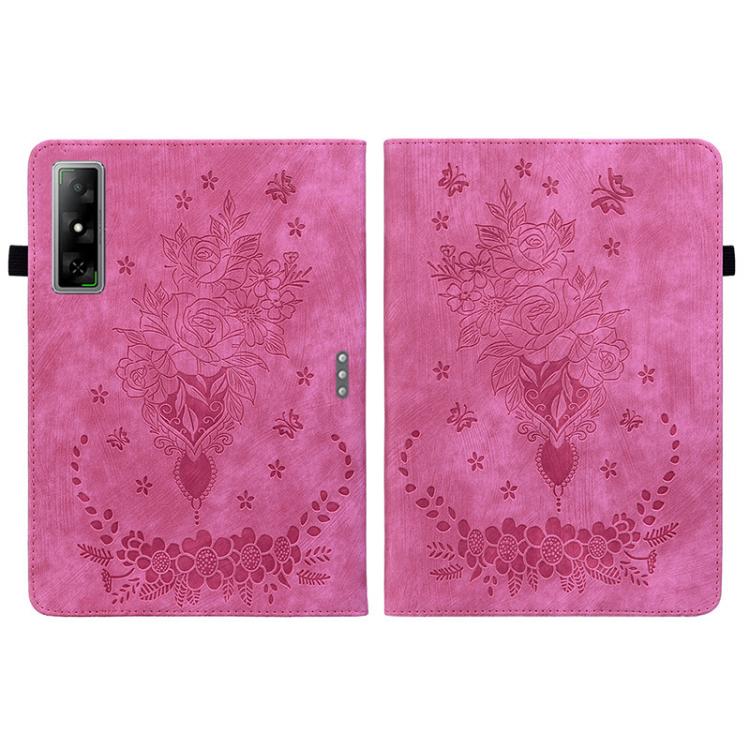 For Infinix Xpad GT Butterfly Rose Embossed Leather Tablet Case