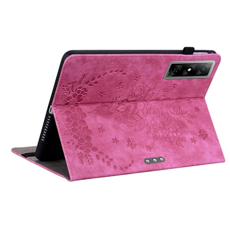 For Infinix Xpad GT Butterfly Rose Embossed Leather Tablet Case
