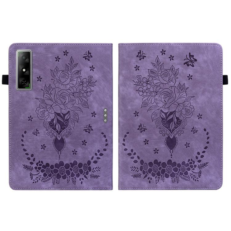 For Infinix Xpad GT Butterfly Rose Embossed Leather Tablet Case