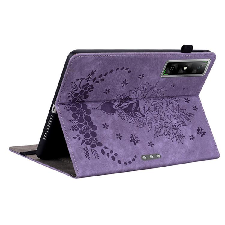 For Infinix Xpad GT Butterfly Rose Embossed Leather Tablet Case