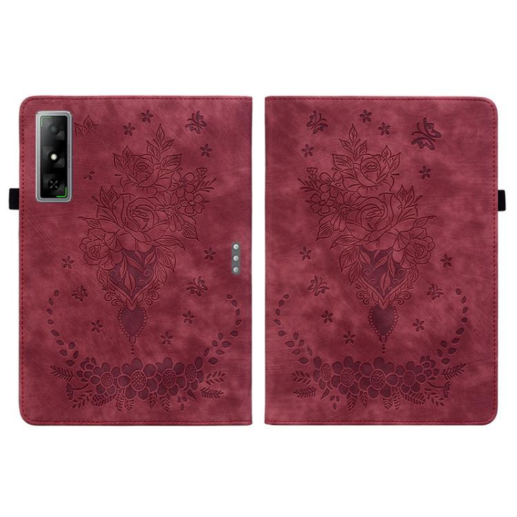 For Infinix Xpad GT Butterfly Rose Embossed Leather Tablet Case